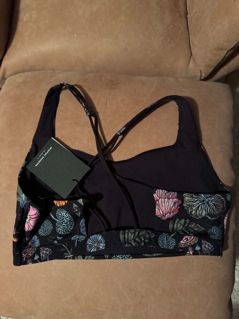 Spiritual Gangster moonlight magic Venus Black Floral Strappy Sports Bralette - Picture 5 of 5